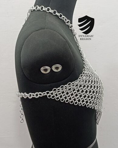 حمالة صدر نسائية من الألومنيوم بعقب Chainmail قابلة للتعديل، مقاس 10 مم، فضي in Saudi Arabia