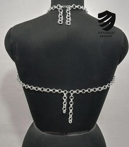 حمالة صدر نسائية من الألومنيوم بعقب Chainmail قابلة للتعديل، مقاس 10 مم، فضي in Saudi Arabia