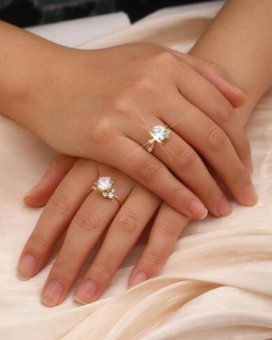 JSJOY Engagement Rings for Women, Gold Promise Rings for Women Non Tarnish Cubic Zirconia Ring Size 5-10 Anniversary Wedding Gifts for Her Wife Mothers Day Gifts for Mom Birthday Gift for Girlfriend in Saudi Arabia