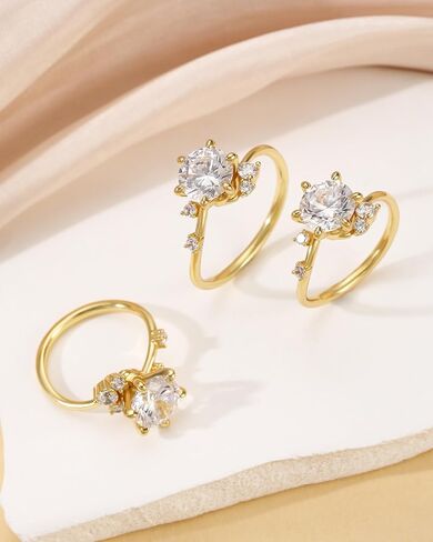 JSJOY Engagement Rings for Women, Gold Promise Rings for Women Non Tarnish Cubic Zirconia Ring Size 5-10 Anniversary Wedding Gifts for Her Wife Mothers Day Gifts for Mom Birthday Gift for Girlfriend in Saudi Arabia