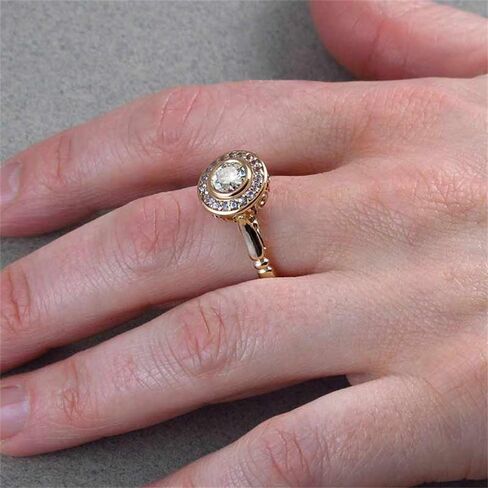 Graceful Golden Color 2Pcs Wedding Rings Set for Women Bright Zirconia Jewelry Accessories in Saudi Arabia