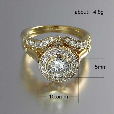 Graceful Golden Color 2Pcs Wedding Rings Set for Women Bright Zirconia Jewelry Accessories in Saudi Arabia