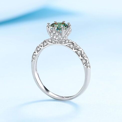 1ct Green Moissanite Anniversary Ring for Women Gift 6.5MM Laboratory Diamonds Ring S925 Silver Eternity Band Jewelry in Saudi Arabia