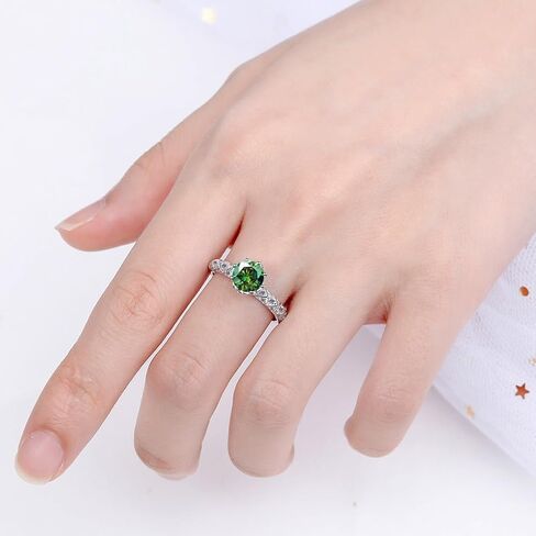 1ct Green Moissanite Anniversary Ring for Women Gift 6.5MM Laboratory Diamonds Ring S925 Silver Eternity Band Jewelry in Saudi Arabia