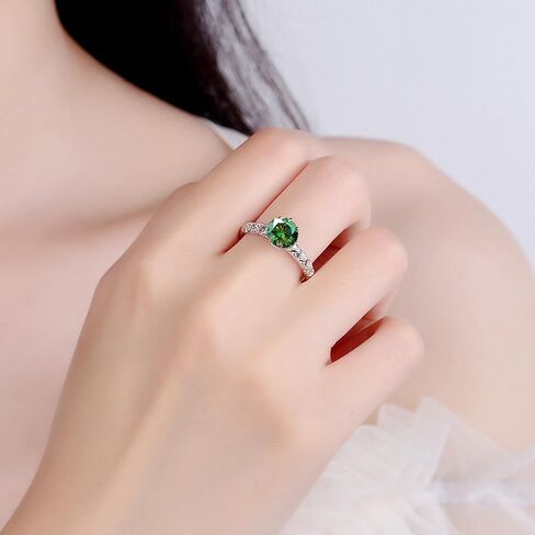 1ct Green Moissanite Anniversary Ring for Women Gift 6.5MM Laboratory Diamonds Ring S925 Silver Eternity Band Jewelry in Saudi Arabia