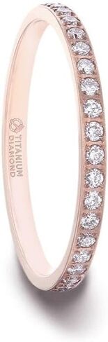 Thorsten LILLIAN Flat Polished Rose Gold Plated Titanium Women's Wedding Ring With Small Lab-Created White Diamonds Setting - 2mm in Saudi Arabia