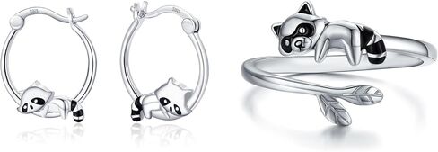 Raccoon Hoop Earrings and Raccoon Ring Jewelry Gifts for Women in Saudi Arabia