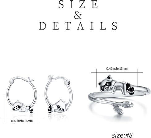 Raccoon Hoop Earrings and Raccoon Ring Jewelry Gifts for Women in Saudi Arabia