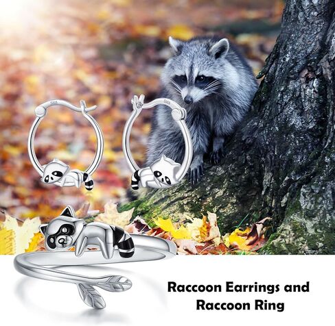 Raccoon Hoop Earrings and Raccoon Ring Jewelry Gifts for Women in Saudi Arabia