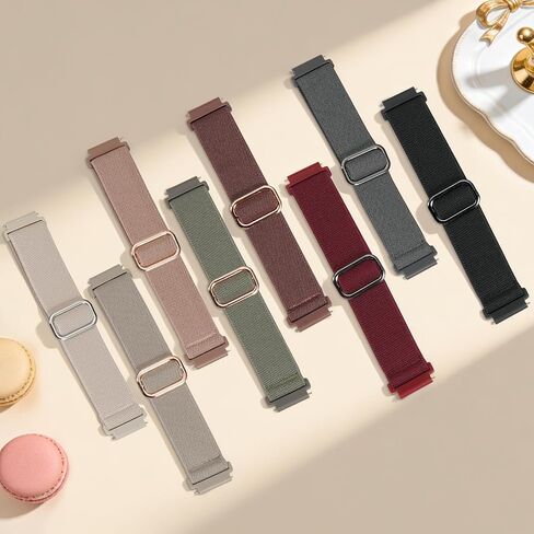 8 Pack Stretchy Nylon Compatible with Garmin Vivoactive 6 Watch Bands/Vivoactive 5/Forerunner 165/55, 20mm Soft Elastic Fabric Strap for Garmin Venu Sq 2 Women Men Adjustable Replacement in Kuwait