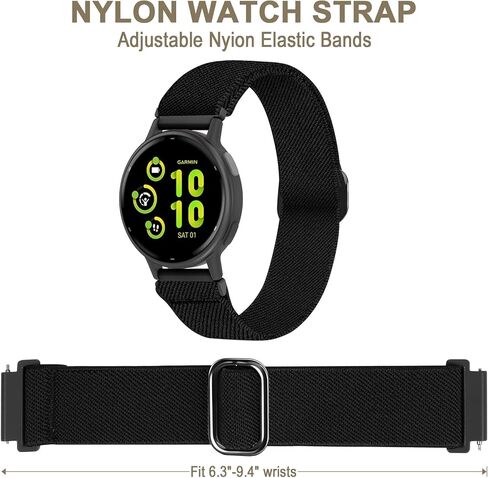 8 Pack Stretchy Nylon Compatible with Garmin Vivoactive 6 Watch Bands/Vivoactive 5/Forerunner 165/55, 20mm Soft Elastic Fabric Strap for Garmin Venu Sq 2 Women Men Adjustable Replacement in Kuwait