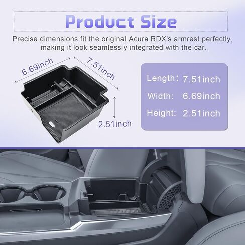 صينية تنظيم وحدة التحكم المركزية من RUNROAD متوافقة مع ملحقات Acura RDX لعام 2025 2026، وإدراج صندوق تخزين مسند الذراع لعلبة وحدة التحكم الوسطى Acura RDX والملحقات الداخلية وحامل العملات المعدنية in Saudi Arabia