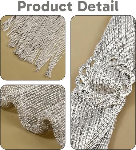 2pcs Silver Shawl Sparkly Shawls with Scarf Ring, Elegant Evening Wraps for Bridal and Bridesmaid, Lightweight and Soft in Kuwait