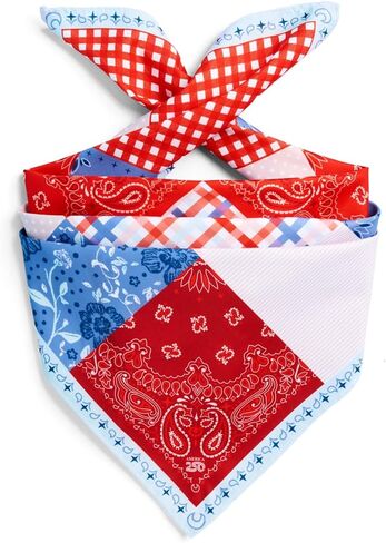xo, Fetti America 250 Patchwork Bandana | Patriotic Headscarf, Fourth of July, Red White Blue, Party in the USA, Americana Decor, Retro Quilt Print in Saudi Arabia