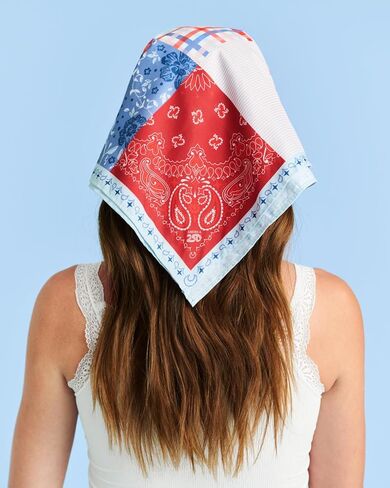 xo, Fetti America 250 Patchwork Bandana | Patriotic Headscarf, Fourth of July, Red White Blue, Party in the USA, Americana Decor, Retro Quilt Print in Saudi Arabia