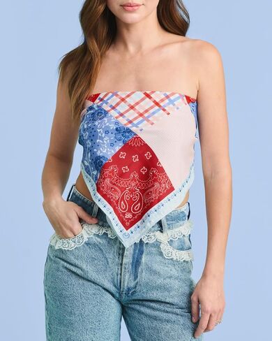 xo, Fetti America 250 Patchwork Bandana | Patriotic Headscarf, Fourth of July, Red White Blue, Party in the USA, Americana Decor, Retro Quilt Print in Saudi Arabia