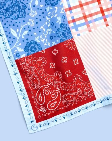 xo, Fetti America 250 Patchwork Bandana | Patriotic Headscarf, Fourth of July, Red White Blue, Party in the USA, Americana Decor, Retro Quilt Print in Saudi Arabia