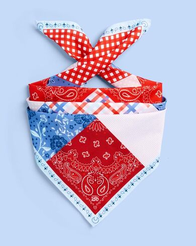 xo, Fetti America 250 Patchwork Bandana | Patriotic Headscarf, Fourth of July, Red White Blue, Party in the USA, Americana Decor, Retro Quilt Print in Saudi Arabia