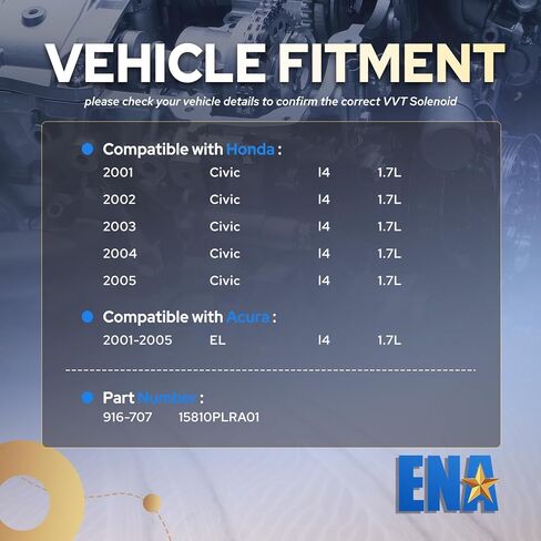 ENA محرك متغير صمام توقيت الملف اللولبي VVT متوافق مع Honda Civic Acura EL 1.7L L4 2001 2002 2003 2004 2005 عمود الحدبات موقف المحرك الملف اللولبي ل 916-707 15810PLRA01 مجموعة من 1 in Saudi Arabia