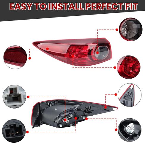 ضوء خلفي متوافق مع 2014 2015 2016 2017 2018 Mazda 3 Sedan الضوء الخلفي الهالوجين الخارجي (جانب السائق الأيسر) in Kuwait