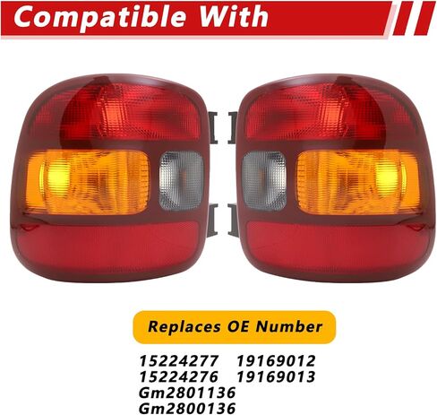 New Tail Light Compatible With Chevy Silverado 1500 Stepside 1999-2003 Gmc Sierra 1500 Driver and Passenger Side Lights Red Edge Replace GM2800136 GM2801136 15224277 15224276 in Kuwait