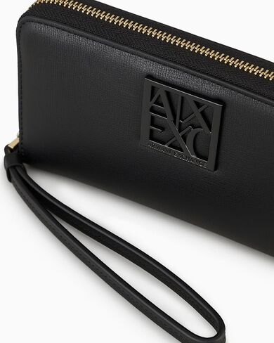 Armani Exchange womens Logo Zip Around Wallet Wristlet in Saudi Arabia