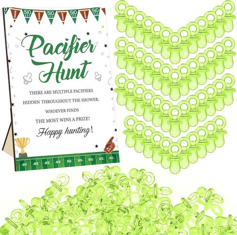 Thyle 51 Pcs Boho Baby Shower Games Include Boho Baby Pacifier Hunt Sign and 50 Acrylic Baby Pacifiers Mini Pacifiers for Rainbow Theme Baby Shower Game Gift Sets for Baby Gender Reveal in Saudi Arabia