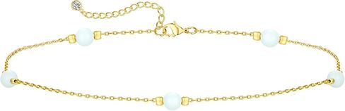 VIROMY Ankle Bracelets for Women Gold Chain 14K Gold Plated Pearls Beads Anklet Dainty Beach Summer Simple Foot Anklets for Girls in Kuwait