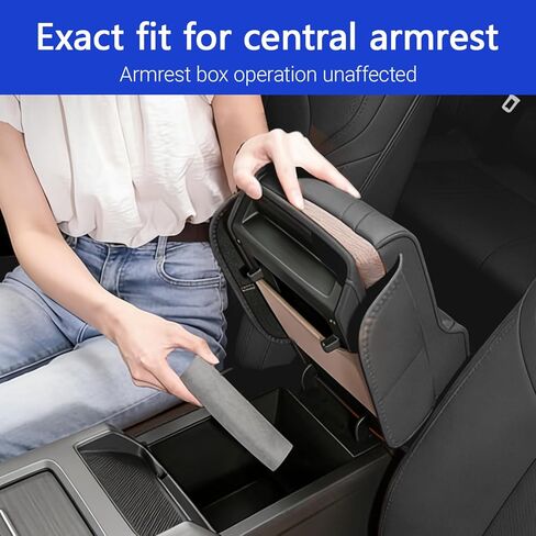Upgraded Car Center Console Cover,PU Leather Car Armrest Cover Cushion Contains High Elasticity Sponge with 2 Storage Bags Tissue Box (Black-A) in Saudi Arabia