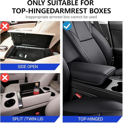Upgraded Car Center Console Cover,PU Leather Car Armrest Cover Cushion Contains High Elasticity Sponge with 2 Storage Bags Tissue Box (Black-A) in Saudi Arabia