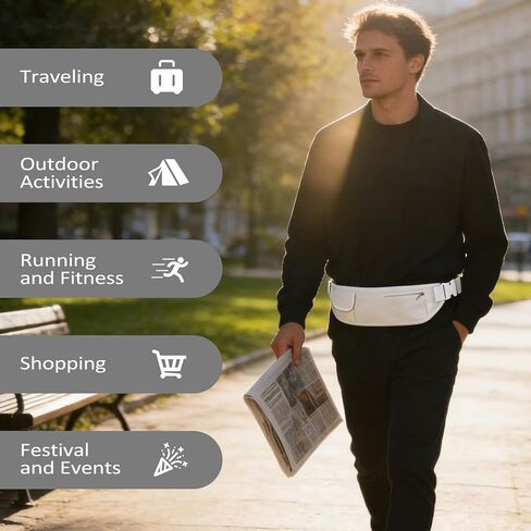 حزام إحرام للرجال من Qianliniuinc مع مساحة تخزين متعددة الجيوب، حزام إحرام قابل للتعديل للرجال لأساسيات العمرة والحج in Kuwait