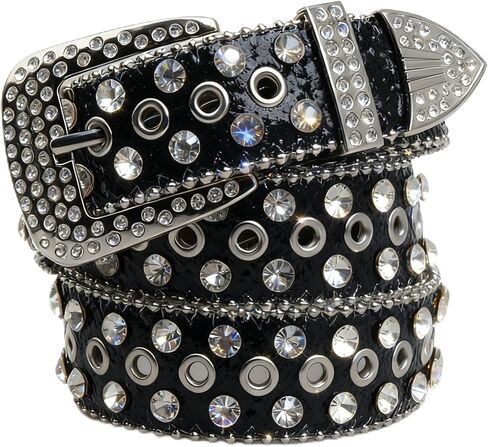 Unisex belt, hip-hop punk style with inlaid rhinestones, extended length in Saudi Arabia