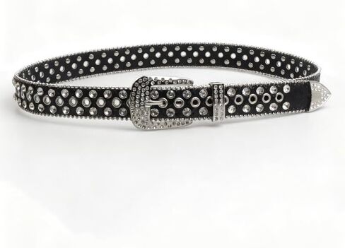 Unisex belt, hip-hop punk style with inlaid rhinestones, extended length in Saudi Arabia
