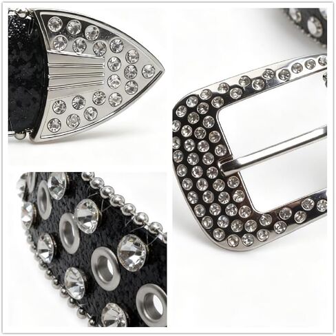 Unisex belt, hip-hop punk style with inlaid rhinestones, extended length in Saudi Arabia