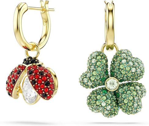 Swarovski Idyllia drop earrings, Set (3), Ladybug, Clover, Strawberry, Multicolored, Gold-tone plated in Saudi Arabia