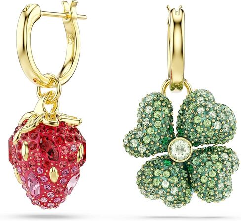 Swarovski Idyllia drop earrings, Set (3), Ladybug, Clover, Strawberry, Multicolored, Gold-tone plated in Saudi Arabia