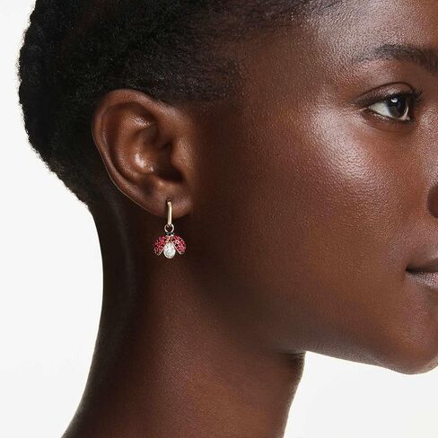 Swarovski Idyllia drop earrings, Set (3), Ladybug, Clover, Strawberry, Multicolored, Gold-tone plated in Saudi Arabia