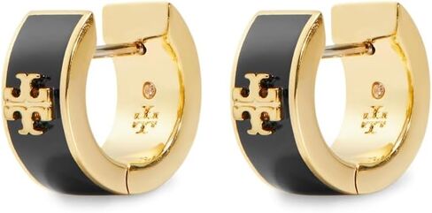 Tory Burch Women's Wide Icon Enamel Huggie Earrings in Saudi Arabia