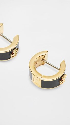 Tory Burch Women's Wide Icon Enamel Huggie Earrings in Saudi Arabia