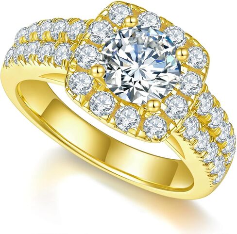 Idocare جميع خواتم المويسانتي للنساء 1ct/2ct D اللون 14K الذهب الأصفر مطلي 925 الفضة الاسترليني مجموعة خاتم الزواج in Kuwait