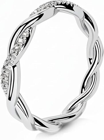 Moissanite Infinity Wedding Ring for Women 18K Gold Plated S925 Sterling Silver Twisted Eternity Wedding Bands Dainty Engagement Wedding Anniversary Jewelry Gift in Saudi Arabia