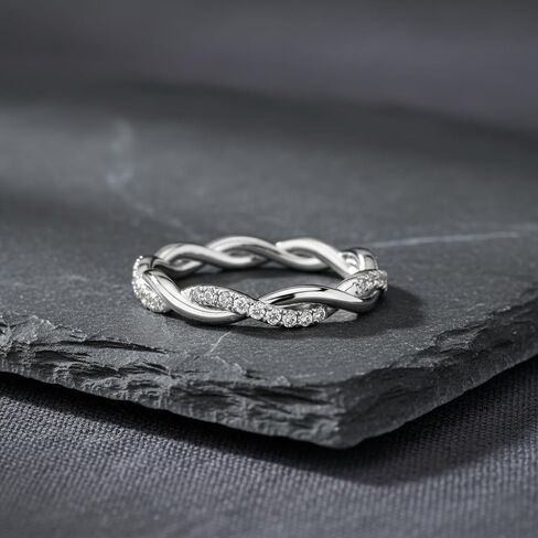Moissanite Infinity Wedding Ring for Women 18K Gold Plated S925 Sterling Silver Twisted Eternity Wedding Bands Dainty Engagement Wedding Anniversary Jewelry Gift in Saudi Arabia