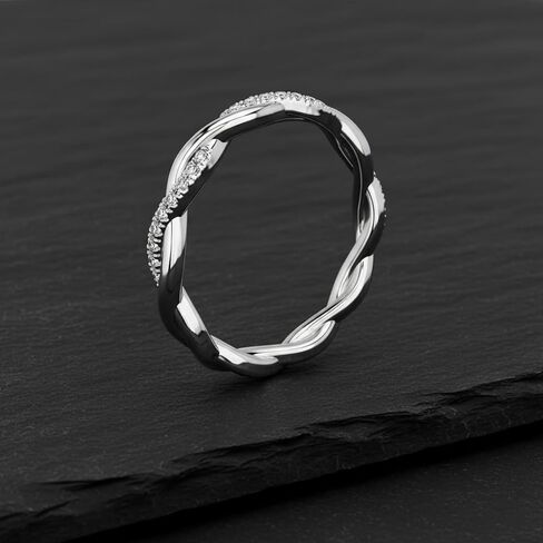Moissanite Infinity Wedding Ring for Women 18K Gold Plated S925 Sterling Silver Twisted Eternity Wedding Bands Dainty Engagement Wedding Anniversary Jewelry Gift in Saudi Arabia