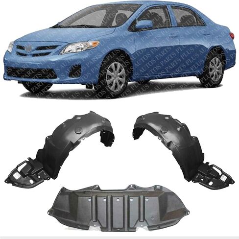 Front Engine Splash Shield + Fender Liner Plastic Left Driver & Right Passenger Side Direct Replacement Compatible With 2009-2012 Toyota Corolla TO1249162 TO1248162 TO1228148 in Saudi Arabia