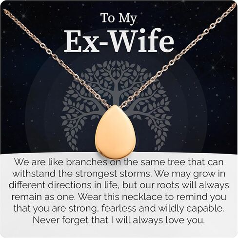 قلادة To My Ex-Wife - قلادة جميلة على شكل دمعة - هدية مجوهرات ملهمة - قوية إلى الأبد، لا تعرف الخوف وقادرة - تذكار شخصي للزوجة السابقة in Kuwait