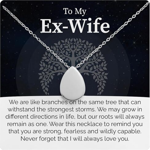 قلادة To My Ex-Wife - قلادة جميلة على شكل دمعة - هدية مجوهرات ملهمة - قوية إلى الأبد، لا تعرف الخوف وقادرة - تذكار شخصي للزوجة السابقة in Kuwait
