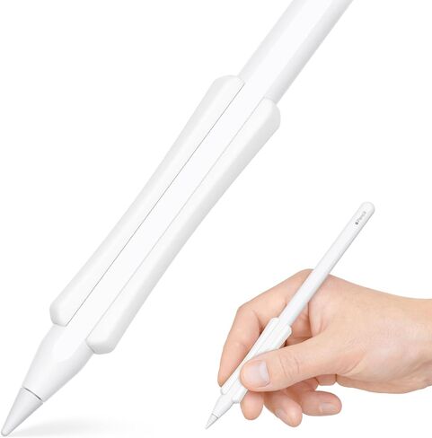 NimbleGrip 2 Premium Silicone Ergonomic Dual Sided Grip Case Holder Comfort Sleeve, Works with Squeeze Double-Tap and Wireless Charging, Compatible with Apple Pencil Pro 2nd Gen and USB-C (Beige) in Kuwait