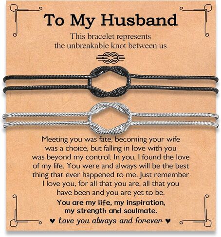 EPIRORA Couple Gifts for Her Him- Matching Bracelets for Couples, Long Distance Relationship Gift Anniversary Birthday Christmas Gifts for Girlfriend Boyfriend Husband Wife (Black & Silver) in Saudi Arabia