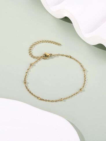 jovivi 6pcs أساور الفولاذ المقاوم للصدأ للنساء الرجال الفضة / 14K مطلية بالذهب الخرز الحب عقدة الكفة مشبك الورق الكوبي ربط سلسلة سوار مجموعات مجوهرات هدايا قابل للتعديل in Saudi Arabia