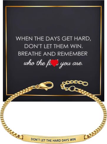 Dont Let The Hard Days Win Chain Bracelet For Women, Motivational Card Gift Stainless Steel Inspirational Band Engraved Words Jewelry in Saudi Arabia